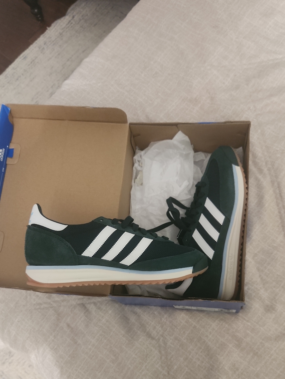 adidas Dark Green Retro Runner Sneakers with White Stripes BRAND NEW